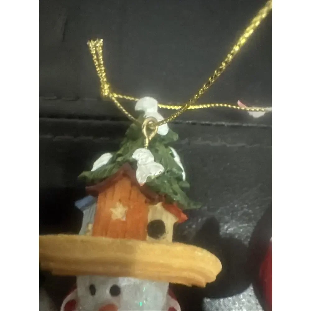 Lot of 3 Christmas Snowman Santa Resin Hanging Ornaments Holiday Tree Decor Gift